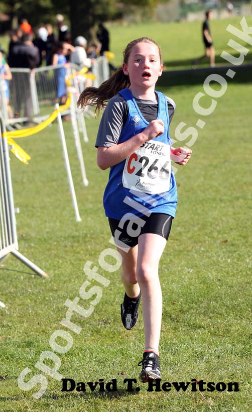 Beth Smyth (Manchester Harriers) winning the under-11 girls Northern Cross Country Relay, Graves Park, Sheffield.